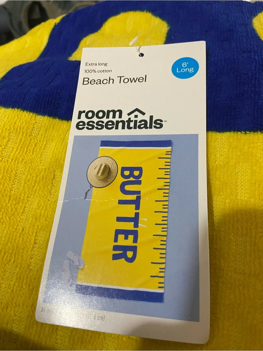 Room Essentials Extra Long Butter Cotton Beach Towel 36 X 72”